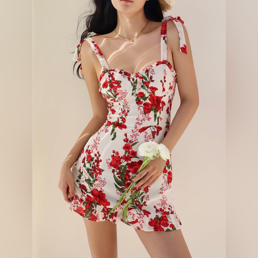 2Bella Tie-Strap Floral Print A-Line Mini Dress
